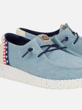 Hey Dude Wendy Americana Splatter-Light Denim | Color: Blue/Cream Size 10